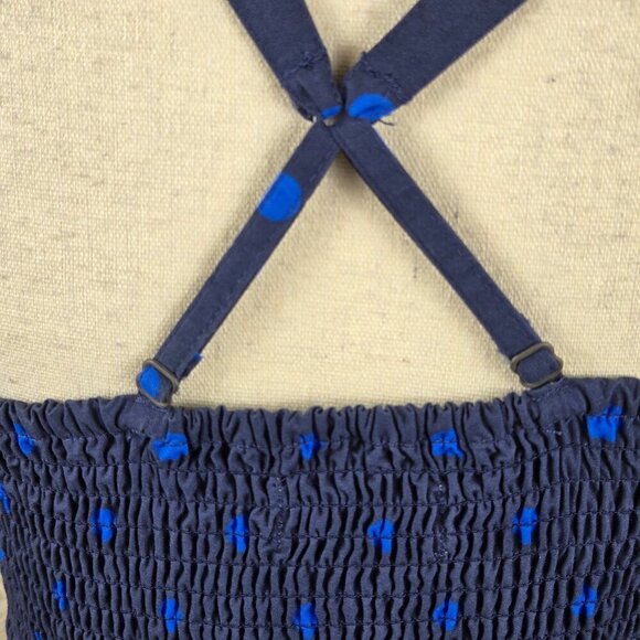 Hollister Sz Large Navy Blue/Bright Blue Polka Dot Dress Crossed Strap Back NWT - Picture 10 of 16